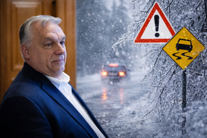 orbán viktor figyelmeztet, tél, ónos eső, csúszós utak, illusztráció, a kép tulajdonosa bognár géaz
