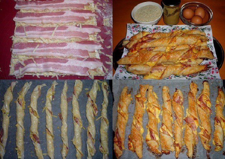 Baconnal csavart tészta