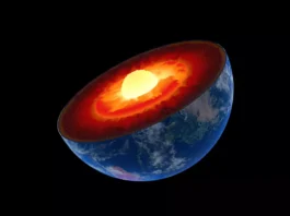Earth core structure illustrated with geological layers according to scale. For billions of years, extreme heat and pressure may have shaped diamond production in the zone where Earth's core meets the mantle. (Image credit: Johan Swanepoel/Alamy Stock Photo)
