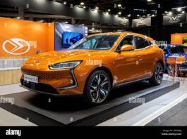 seres 5 all electric car showcased at the paris motor show france october 17 2022 2rxkrej