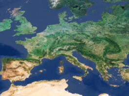 europe, sentinel 3a satellite image