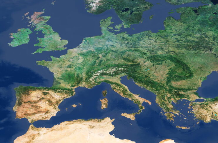 europe, sentinel 3a satellite image