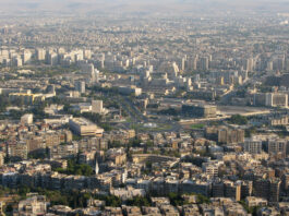 damascus, syria, panorama at sunset