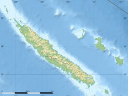 nouvelle calédonie collectivity relief location map centered