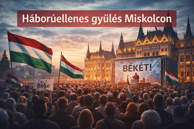 háborúellenes gyűlés miskolcon, magyarország békepárti, orbán viktor békepárti, a magyarok békét akarnak, illusztráció, a kép tulajdonosa bognár géza